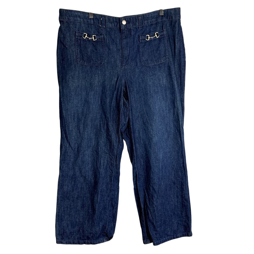 Talbots Relaxed Trouser Jean High Rise Dark Wash Blue - 16WP 16W Petite